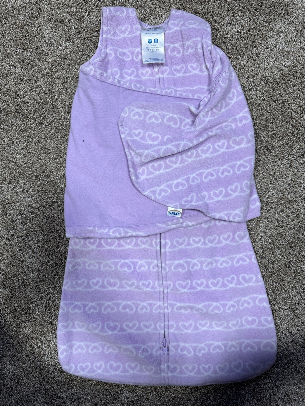 Halo Lavender Heart Fleece Sleep Sack Swaddle
